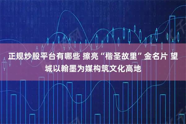 正规炒股平台有哪些 擦亮“楷圣故里”金名片 望城以翰墨为媒构筑文化高地
