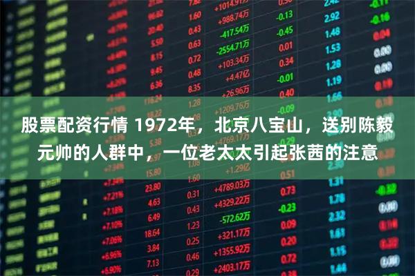 股票配资行情 1972年，北京八宝山，送别陈毅元帅的人群中，一位老太太引起张茜的注意